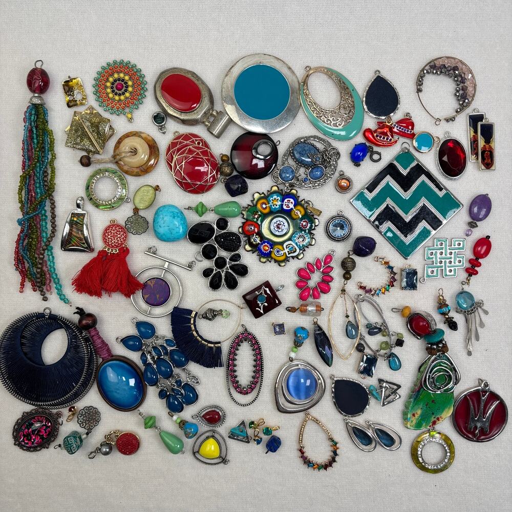 Colorful Craft Jewelry Lot - 75+ Multicolor Pendants Charms